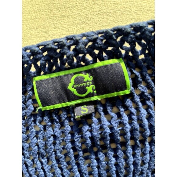 C. Wonder Navy Blue Round Neck Open Knit Sweater S - Picture 4 of 5